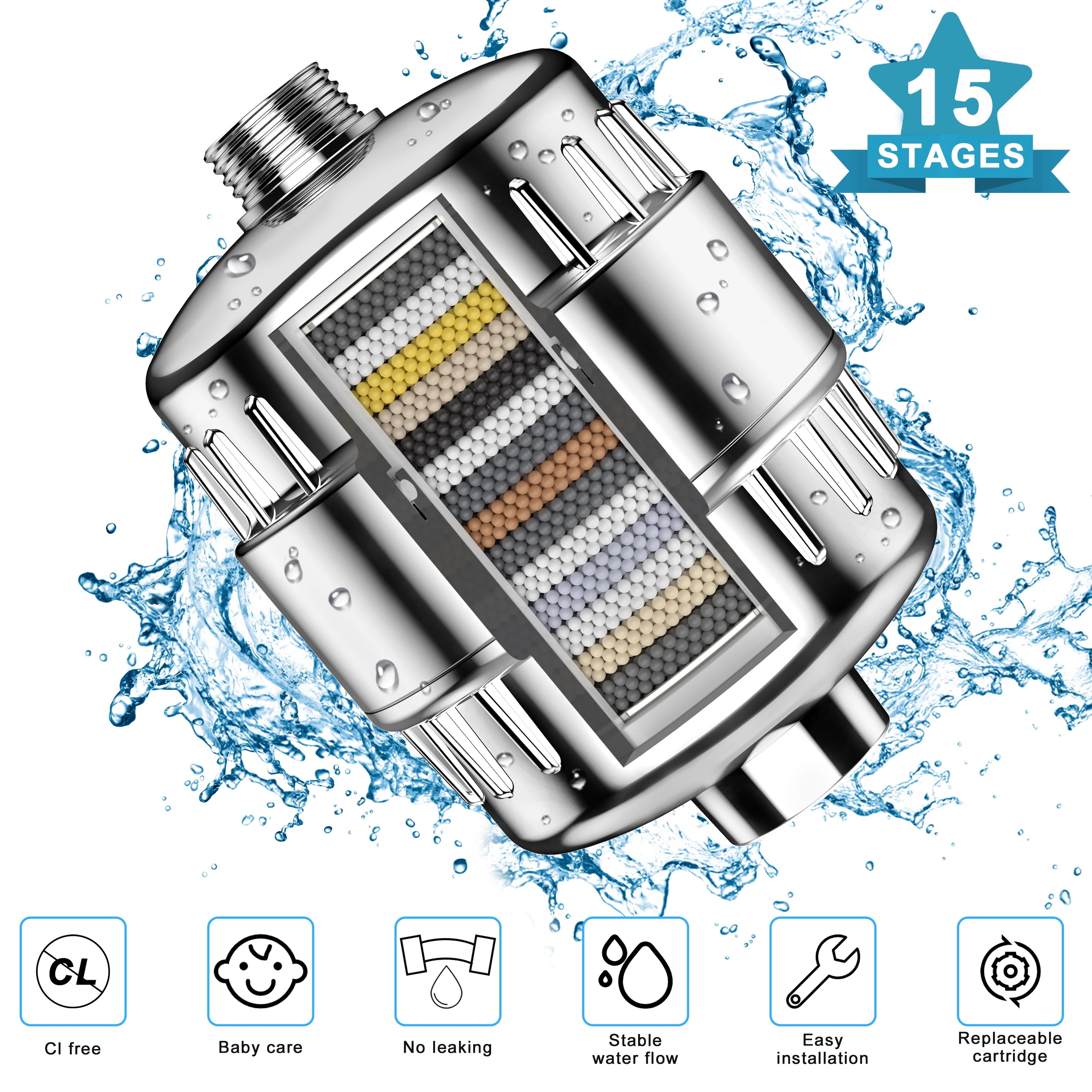 Cutaway of the 15-stage filter media